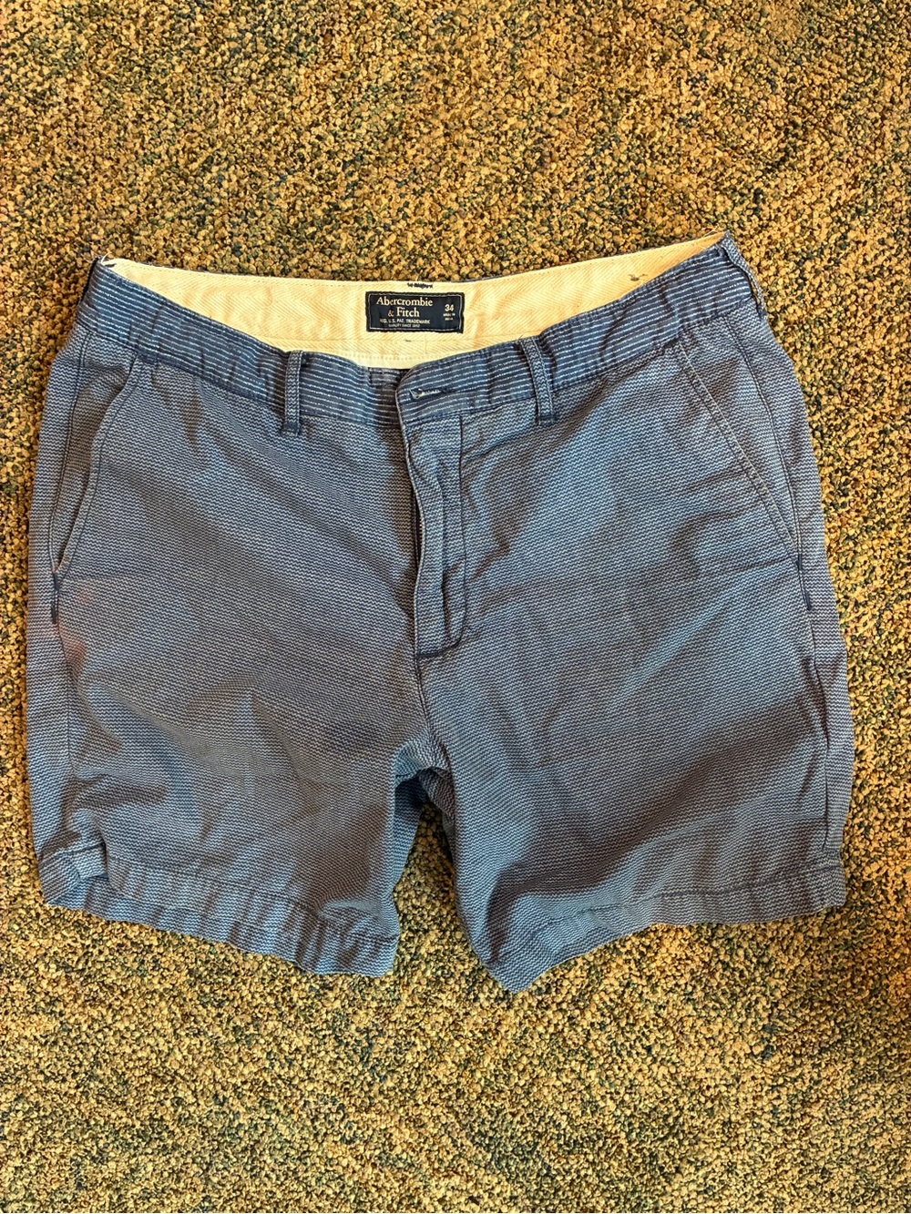 Abercrombie & Fitch Men's Blue Chino  Textured Stretch Shorts Size 34